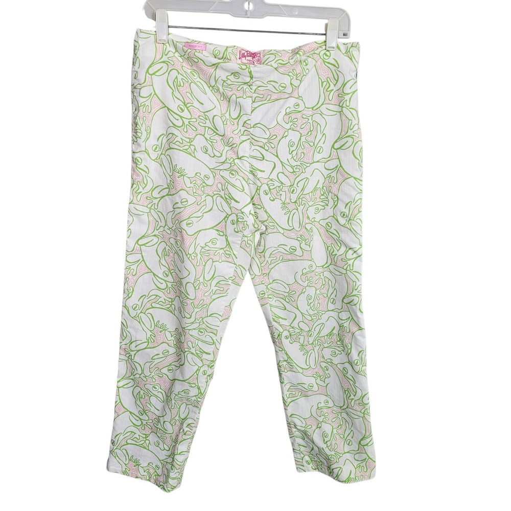 Lilly Pulitzer Womens‎ 8 Green Lilly's Pad Frog Resort Fit Capri Pants Casual